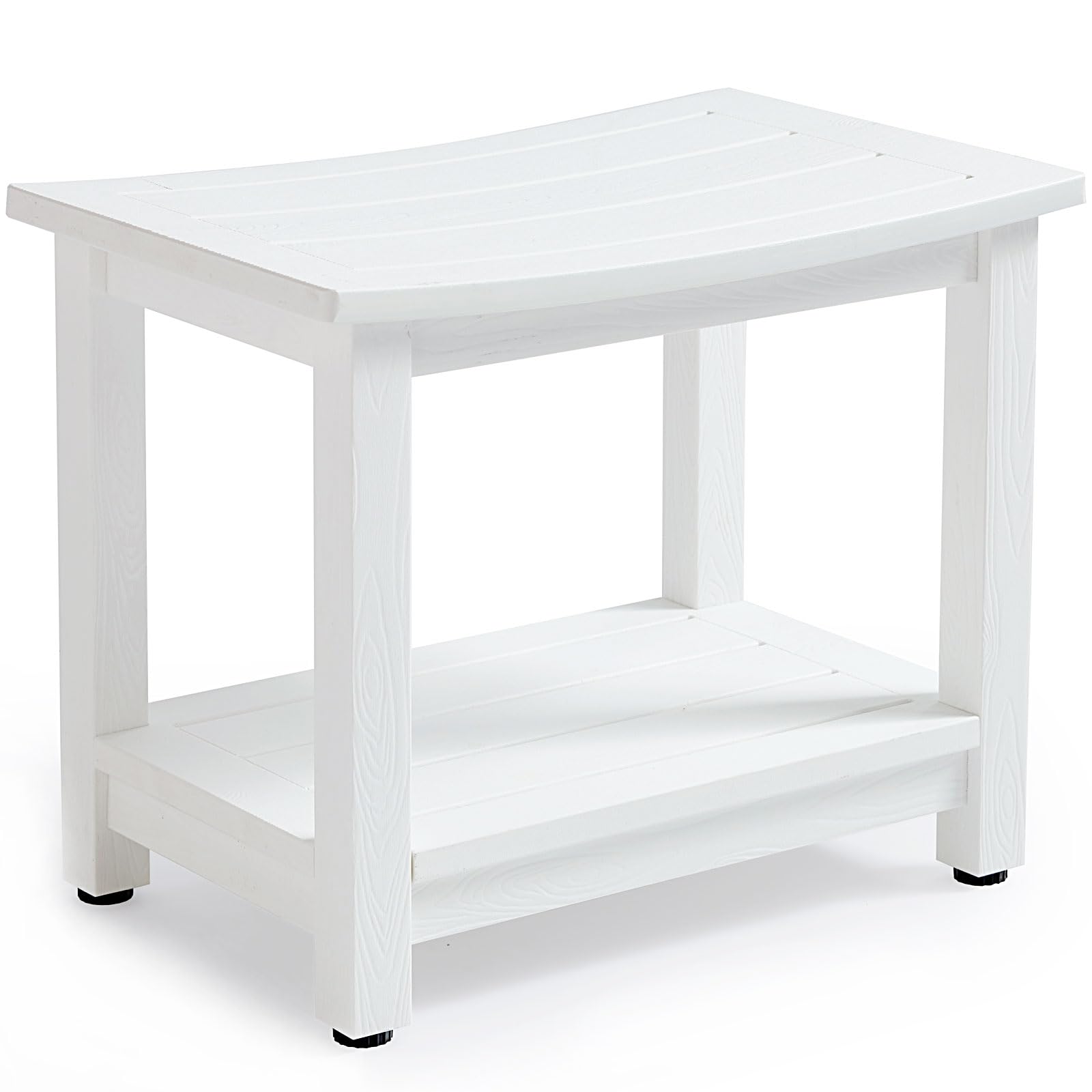 Heavy Duty Shower Bench For Inside Shower, White Poly Shower Stool Seat For Shaving Legs Or Spa Bath Seat, Waterproof Plastic Sh