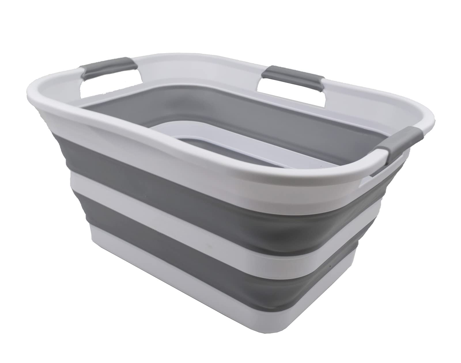 Sammart 30L(8 Gallon) Collapsible Plastic Laundry Basket - Foldable Pop Up Storage Container/Organizer - Space Saving Hamper/Bas