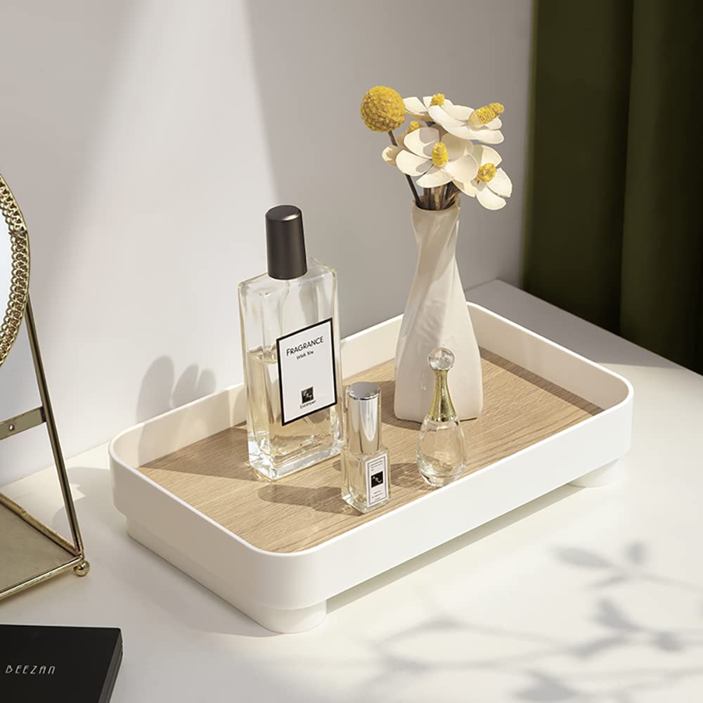 Mrpapa Bathroom Tray, 9A6 Vanity Trays, White Rectangle Decorative Catchall Organizer Storage Small Dresser Tray Counter Perfume