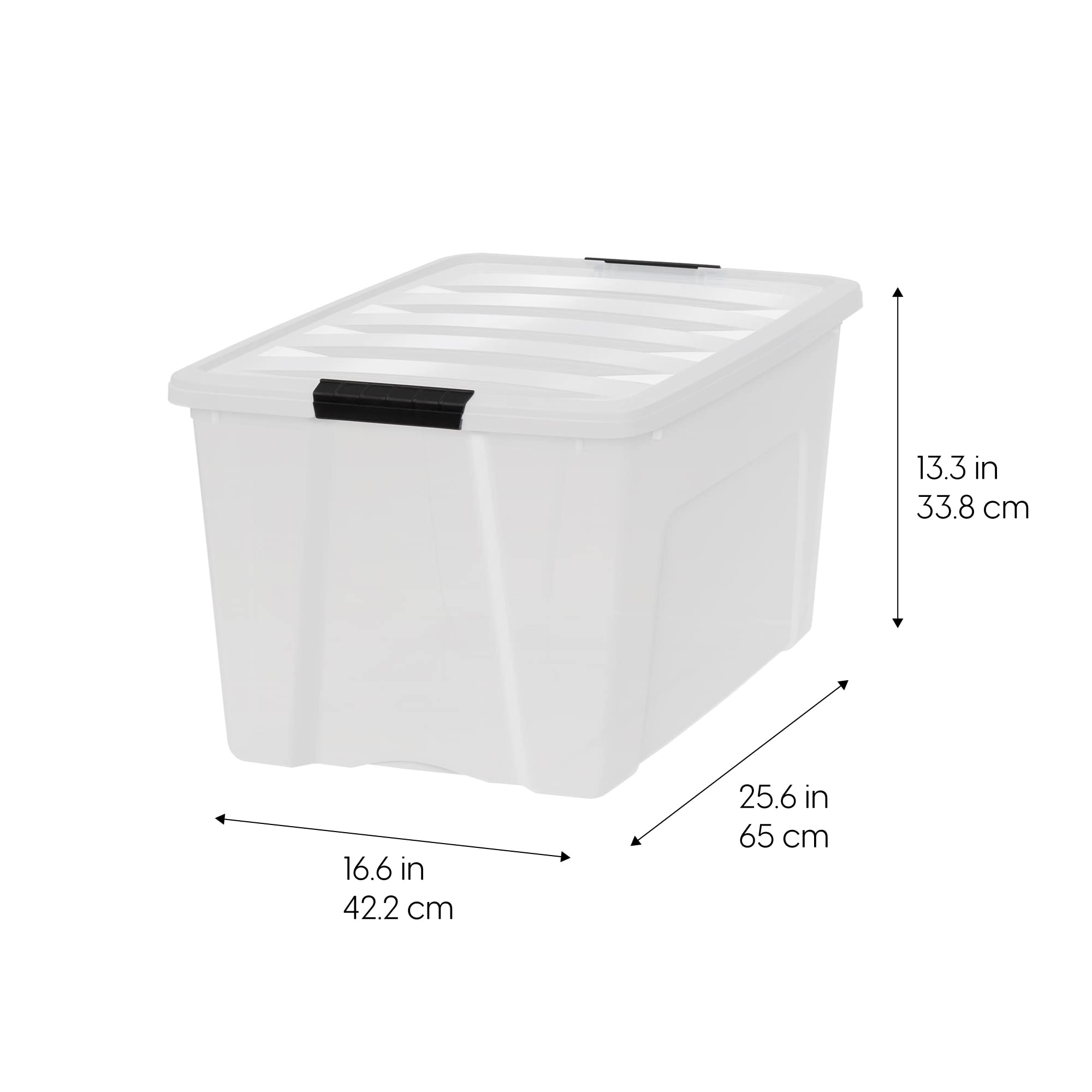 Iris Usa 72 Qt Stackable Plastic Storage Bins With Lids, 4 Pack - Bpa-Free, Made In Usa - Discreet Organizing Solution, Latches,