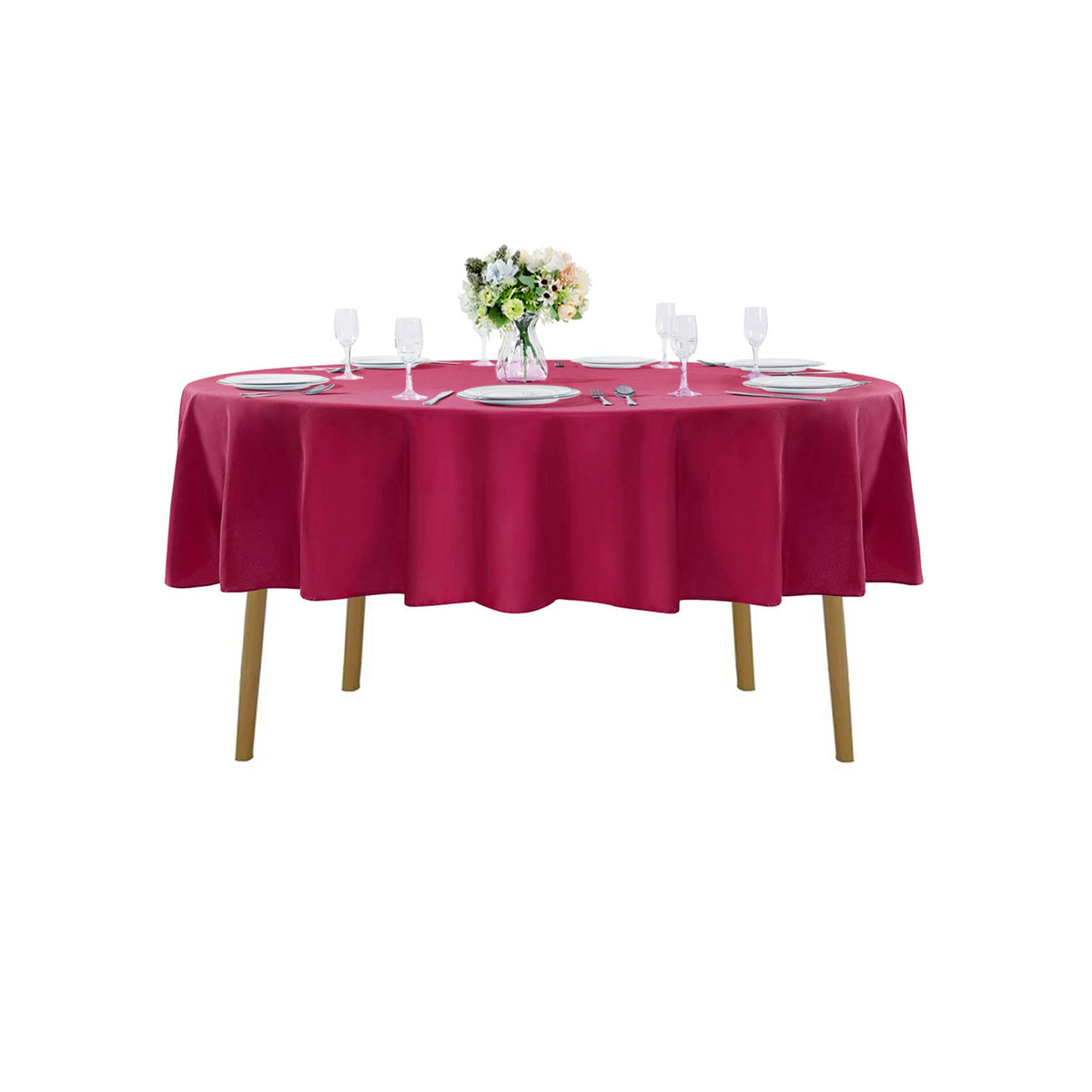 90 Inch Round Tablecloth Washable Polyester Table Cloth Decorative Table Cover For Wedding Party Dining Banquet(90 Inch,Burgundy