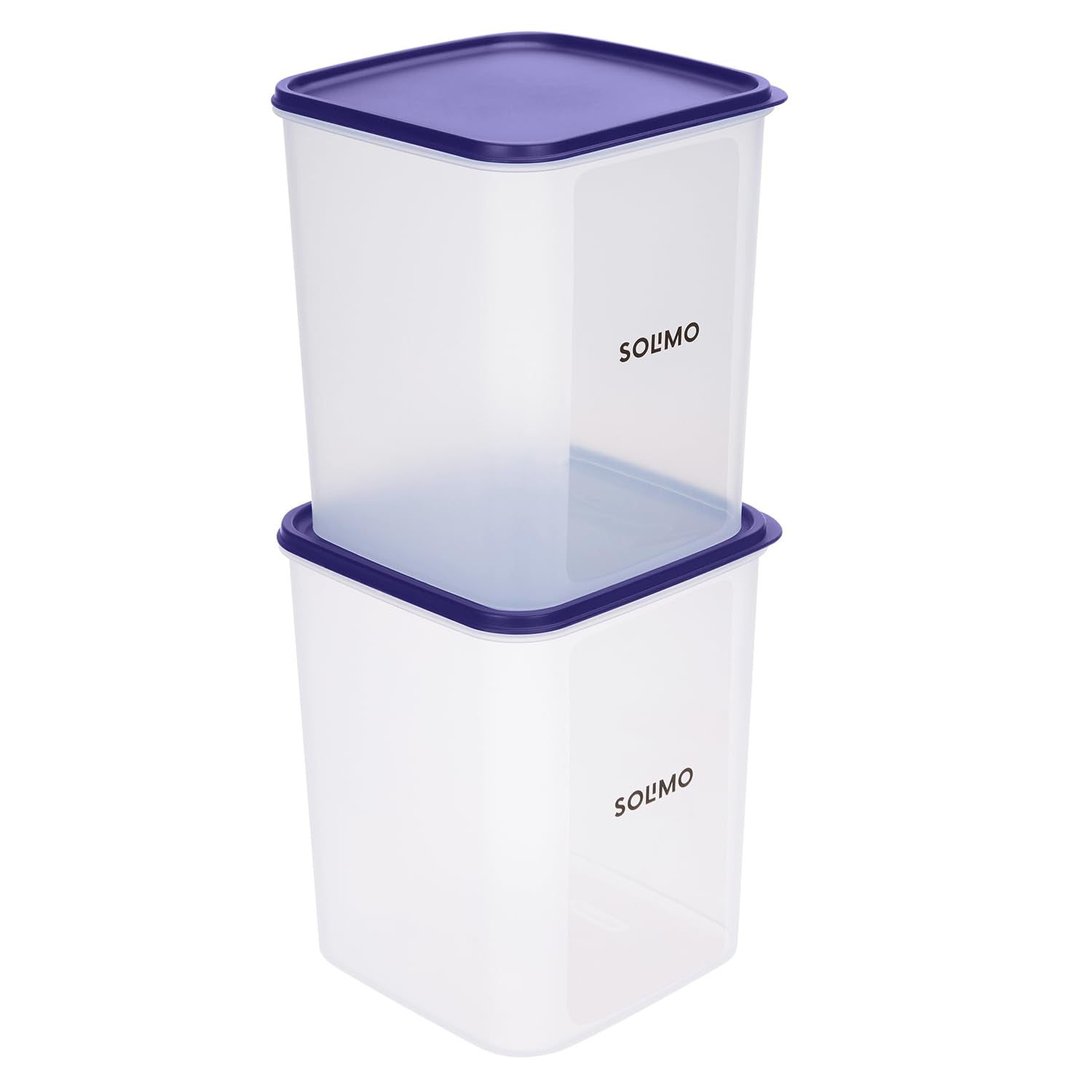Amazon Brand - Solimo Square Modular Plastic Storage Container| Airtight | Bpa-Free | Set Of 2 | 5.5 L (Blue)