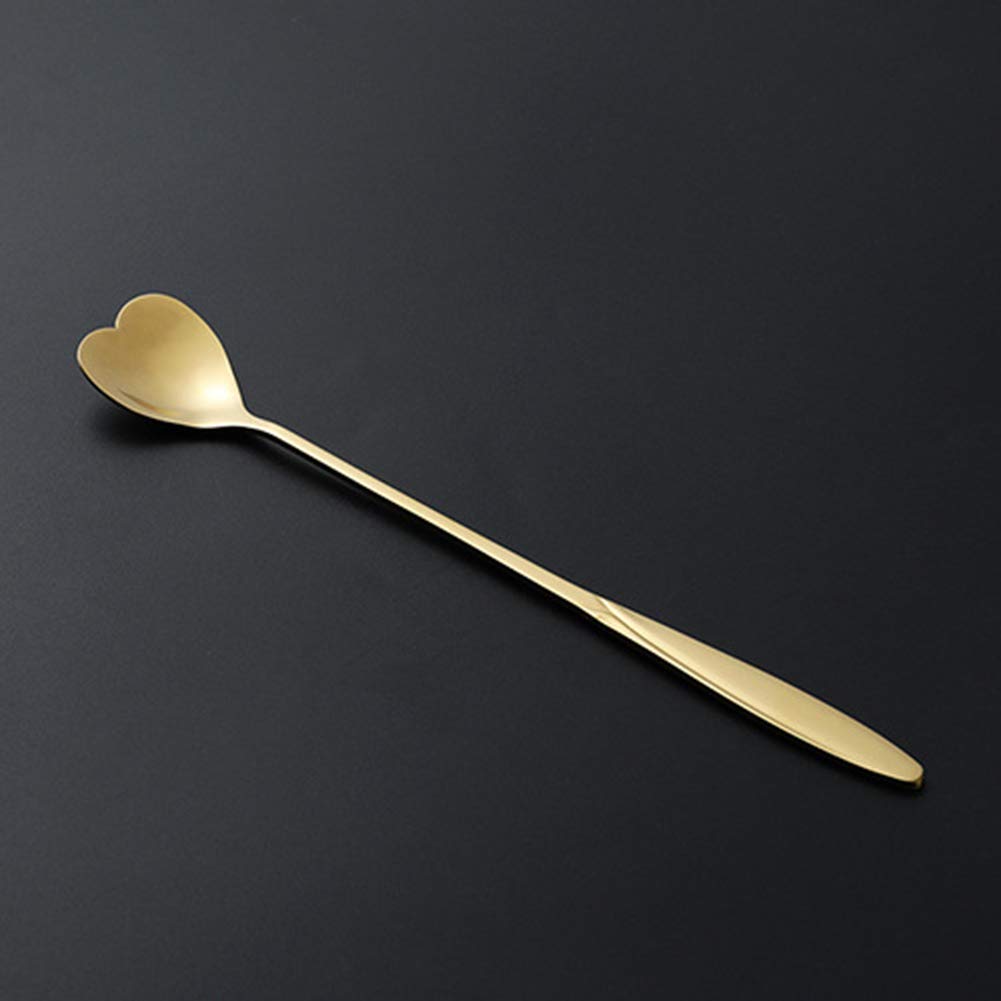 Falytemow 304 Stainless Steel Spoons For Coffee Tea Dessert Drink Mixing Milkshake Spoon Tableware Pack Of 8 (8Pcs Gold Heart Sh