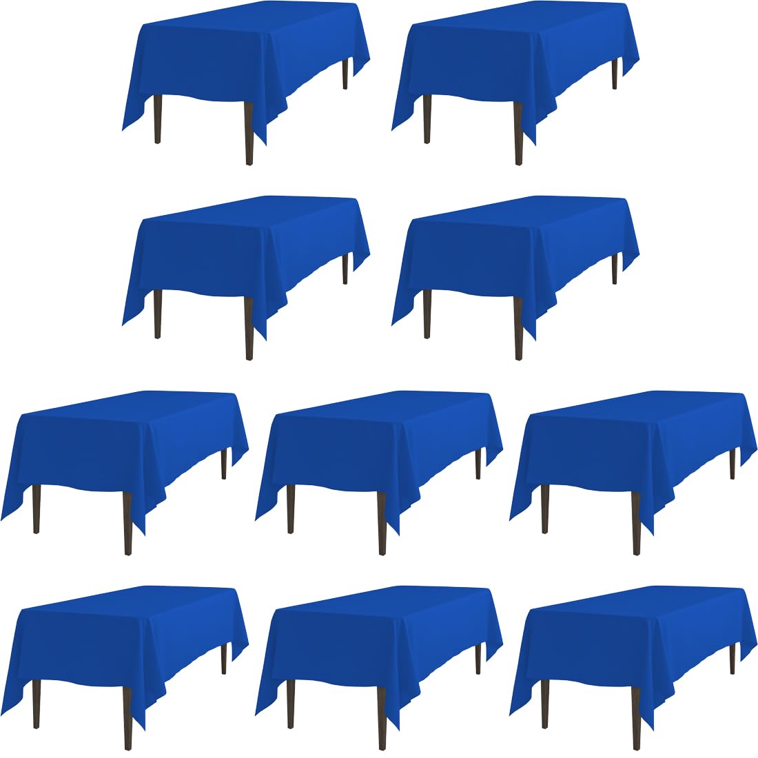 Ltc Linens 10 Pack Rectangle Tablecloths Royal Blue 60 X 102 Inch For 6Ft Rectangular Banquet Tables With Half-Drop - Stain And