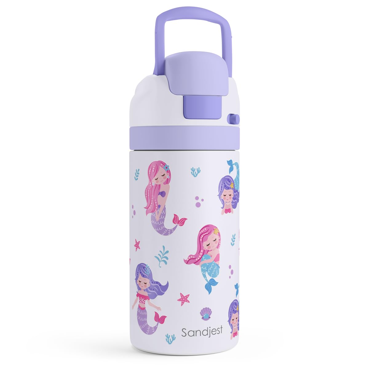 Mermaid Kids Insulated Stainless Steel Water Bottle 16 Oz, Travel Tumbler for School, Sports for Girls, Birthday, Back To School
