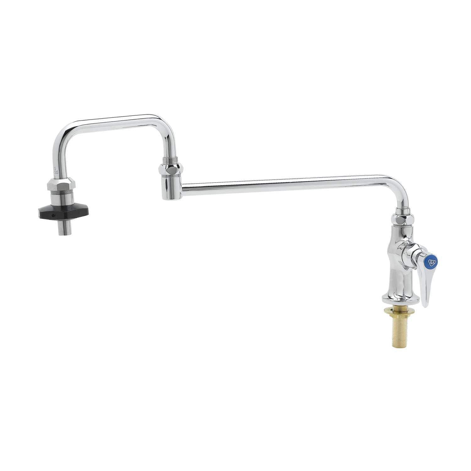 T&S Brass B-0590 Deck Mount Single Control 18-Inch Double Joint Nozzle Insulated Pot Filler with On-Off Control, Silver