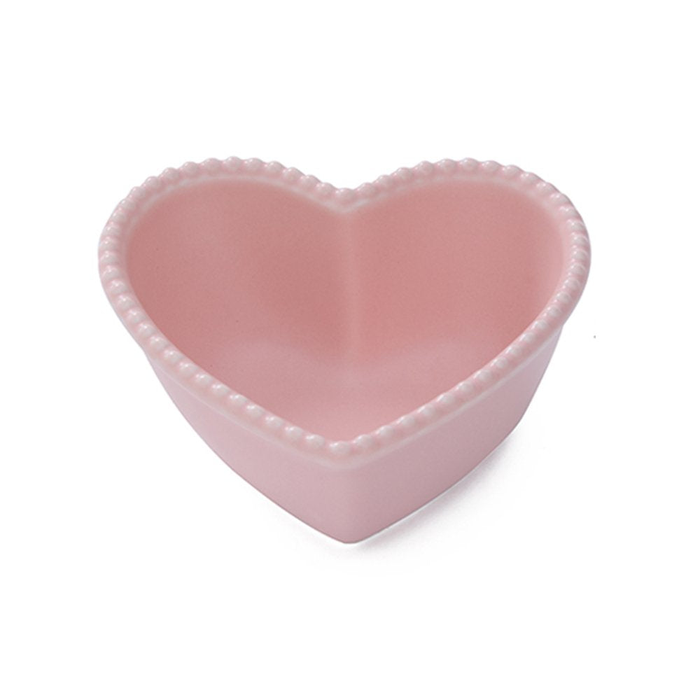 CHOOLD Ceramic Heart-Shaped Pudding Bowl Baked Souffl   Bowl Dessert Bowl Oven Bowl Creme Brulee Ramekin Souffle Ramekin(pink/wh