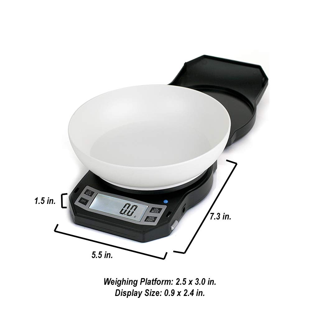 Precision Digital Kitchen Weight Scale, Food Measuring Scale With Bowl 3Kg X 0.1G (Black), Lb-3000 - American Weigh Scales