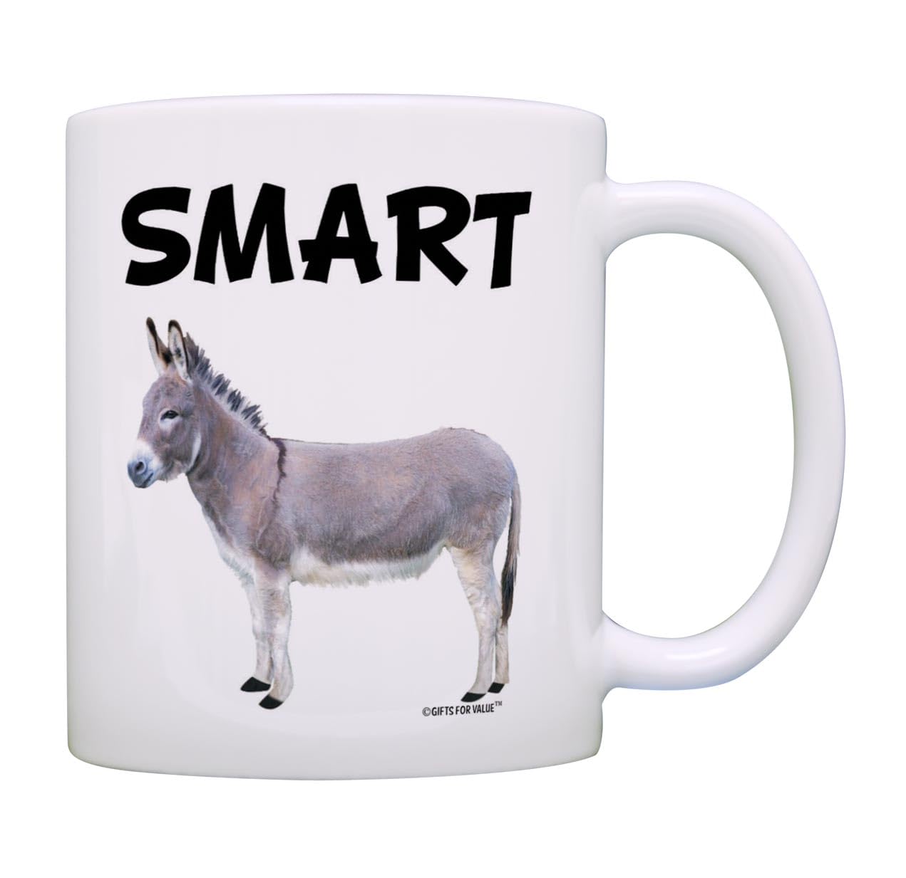 Smart Ass Smartass Donkey Sarcasm Gag Gift 11oz Ceramic Coffee Mug White