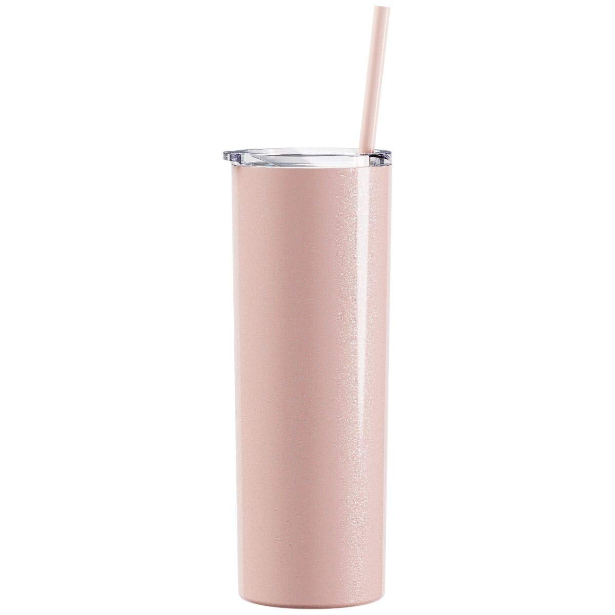 Maars Skinny Steel Stainless Steel Tumbler, 20 oz | Double Wall Vacuum Insulated (Blush Glitter)