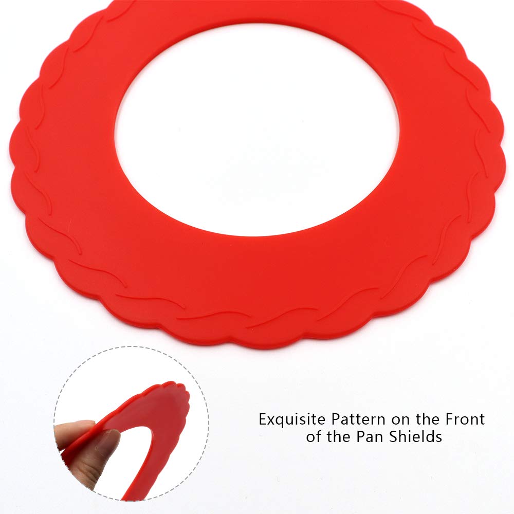 Wybg 4 Pcs Mini Pie Crust Shields, Silicone Pie Pan Shield For Baking, Mini Pie Crust Protector 4 To 6 In (Red)