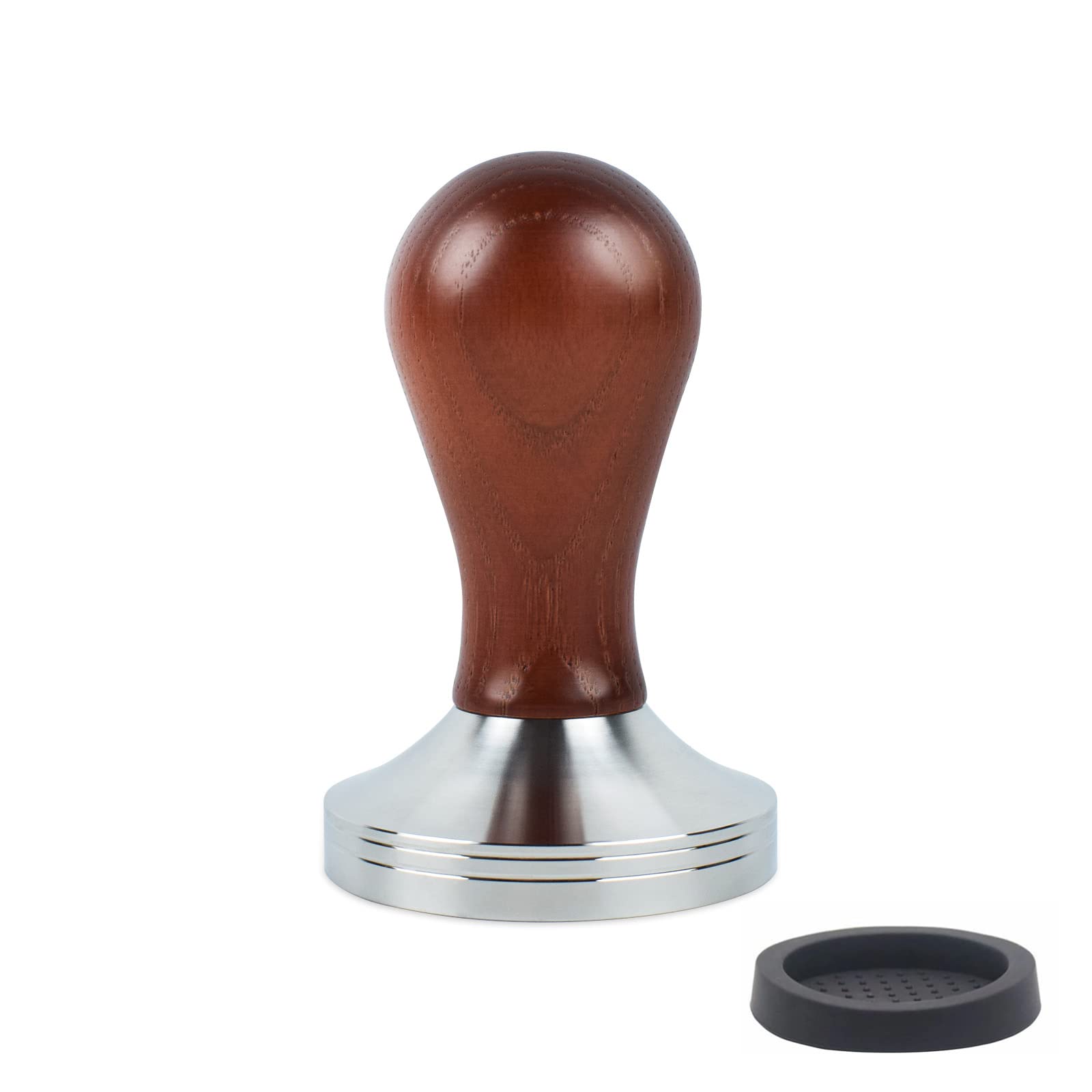 Wissxoer Espresso Press Hand Tamper Coffee Distributor & Tamper 49Mm Walnut Wooden Handle And 304 Stainless Steel Flat Base With