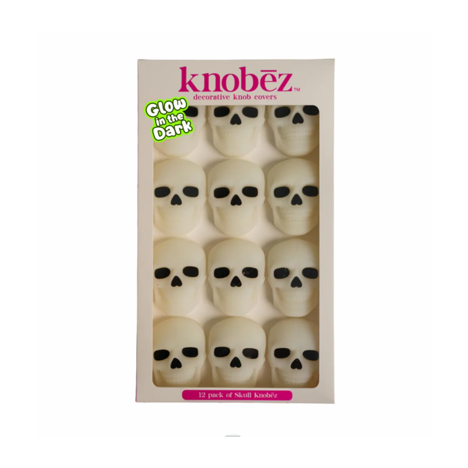 Knobez: Decorative Cabinet Knob Covers - Skull - 12pk - Stretch Over Hardware Decorations, Spooky-Halloween-Fall-Seasonal, Kitch