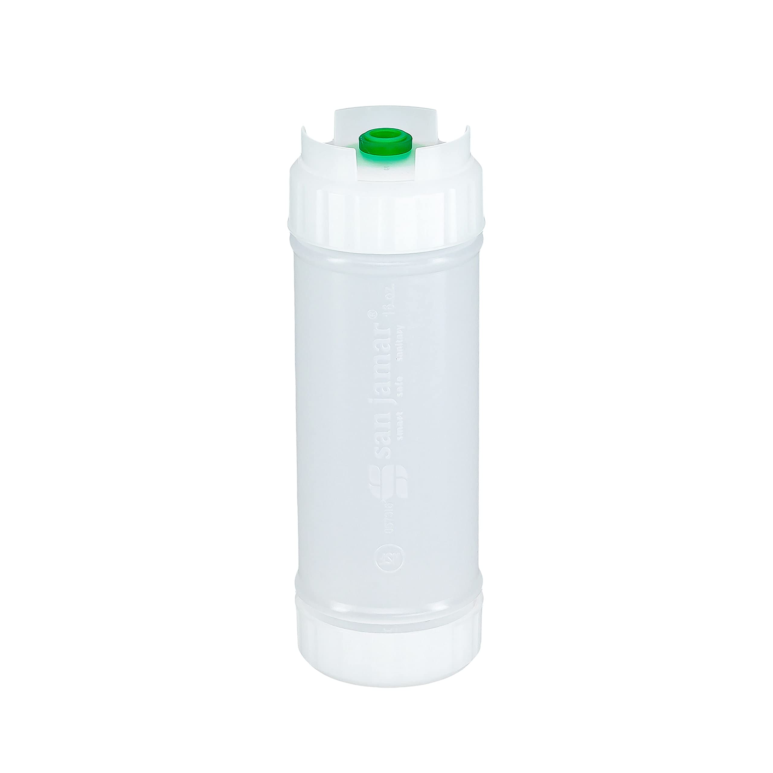 San Jamar Ez Kleen Plastic Sauce Bottle With Small Valve For Thin Sauces And Vinaigrettes, 16 Ounces, White, (Pack Of 12)