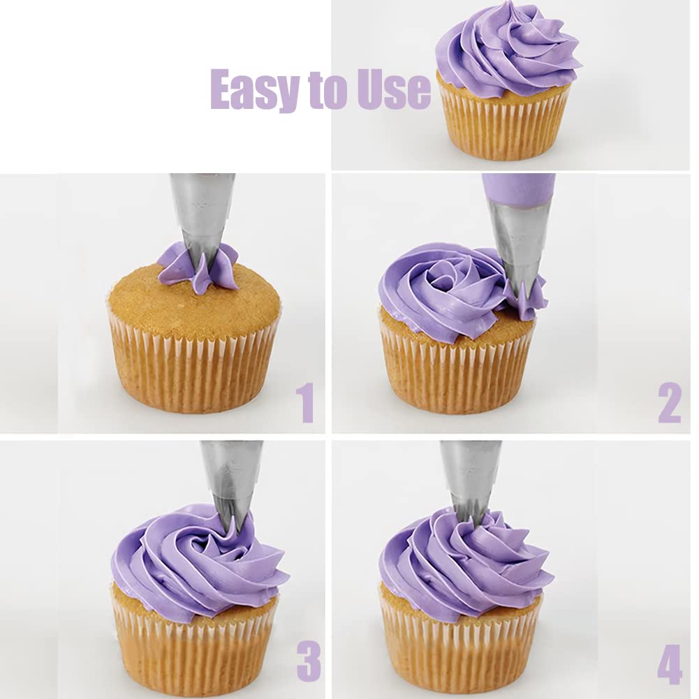 1M Piping Tip For Cake Decorating,Seamless Icing Tips,3 Pcs Decorating Tips,Open Star,Stainless Steel