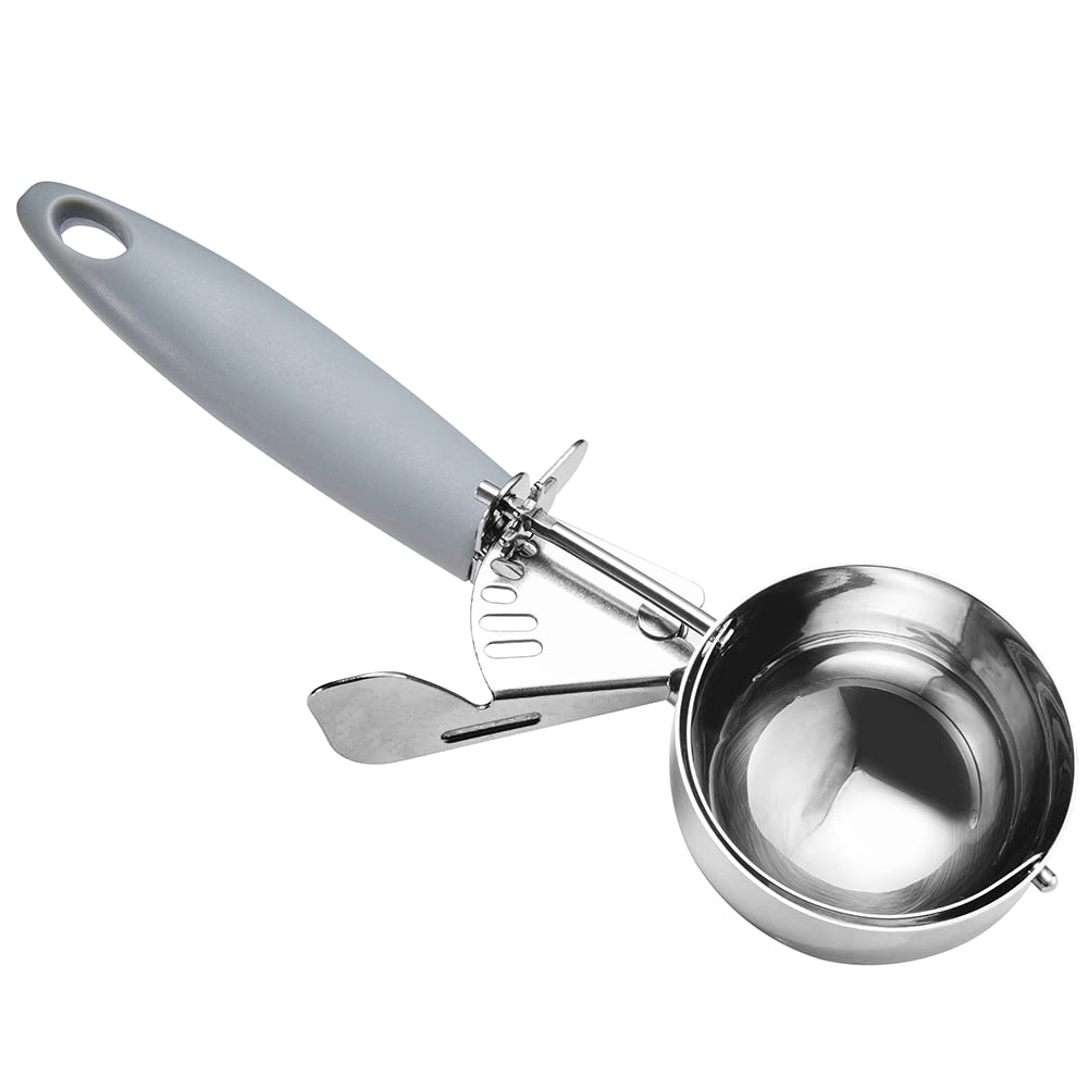 Junadael J Portion Scoop, 4 Oz Scooper, 8 Disher Scoop, 8 Tbsp Cupcake Scoop, Grey Handle, For Portion Control, Cookie Dough, Cu