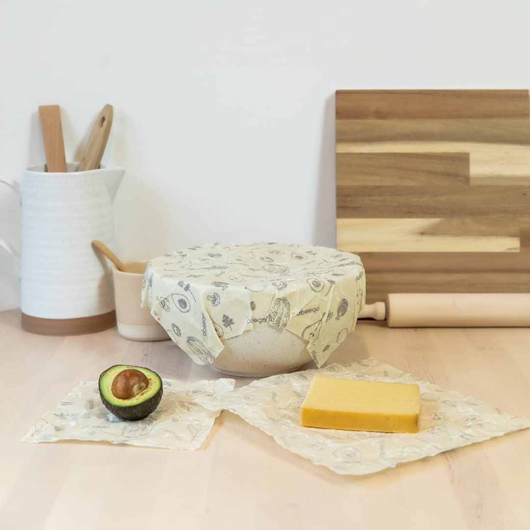 Abeego, The Original Beeswax Food Storage Wrap - Set Of Three, 7'' 10'' And 13'' Natural Square Sheets