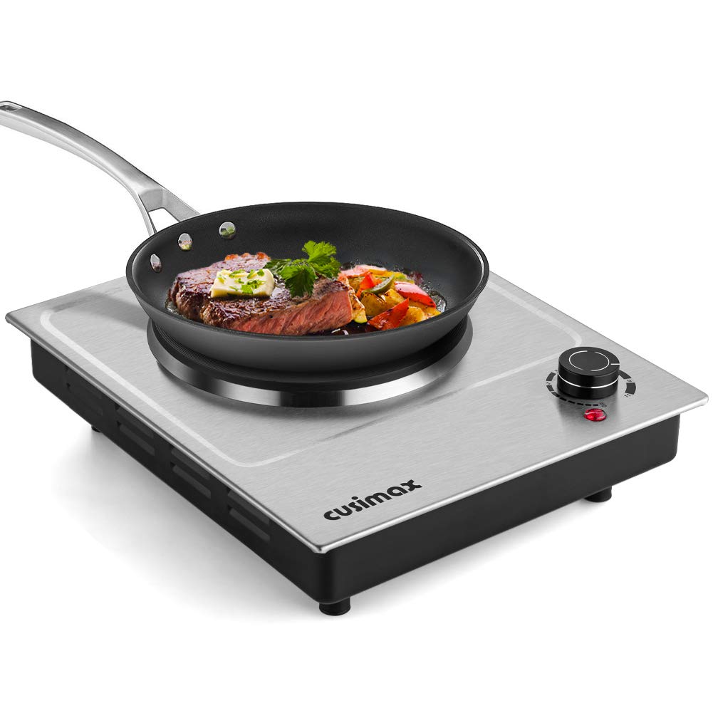 CUSIMAX 1500W Electric Hot Plate, Hot Plate for Cooking Electric Single Burner, Portable Countertop Burner Stainless Steel, Easy