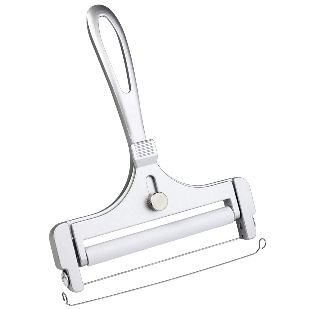 Poualss Stainless Steel Wire Cheese Slicer, Adjustable Thickness Cheese Cutter For Soft, Semi-Hard Cheeses Kitchen Cooking Tool