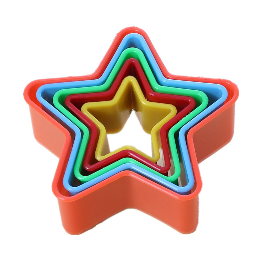 Aacehlh Cookie Cutter Set for Baking, 5PCS Sandwich Fondant Cake Fruit Vegetable Shapes Cutter Set (Star)