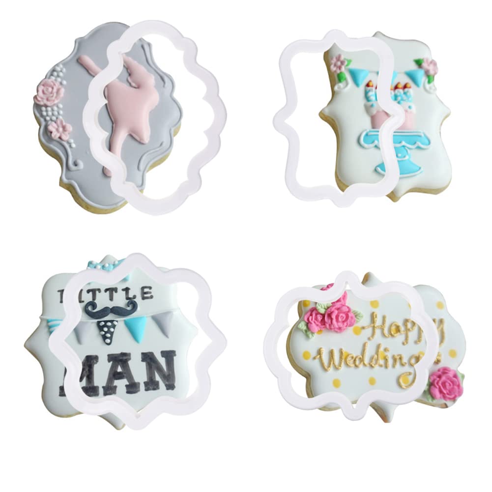 8 Pack Plastic Cake Fondant Cutter Biscuit Cutters For Wedding Birthday Baking Cookie Pastry Molds