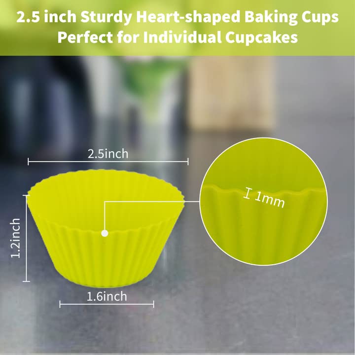 Reusable Silicone Baking Cups Of 24 Pack, Square And Round Muffin Baking Liners, Thicken Non-Stick Muffin Molds, 4 Colors, Bpa-F