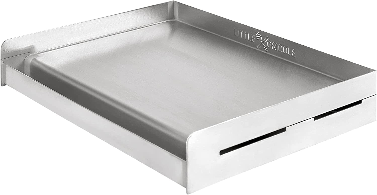Little Griddle Sizzle-Q Sq180 100% Stainless Steel Universal Griddle With Even Heating Cross Bracing For Charcoal/Gas Grills, Ca