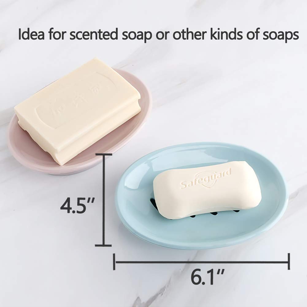 WYOK 2-Pack Soap Dish with Drain Soap Holder Easy Cleaning Soap Saver Dry Stop Mushy Soap Tray for Shower Bathroom Kitchen? (Pink)