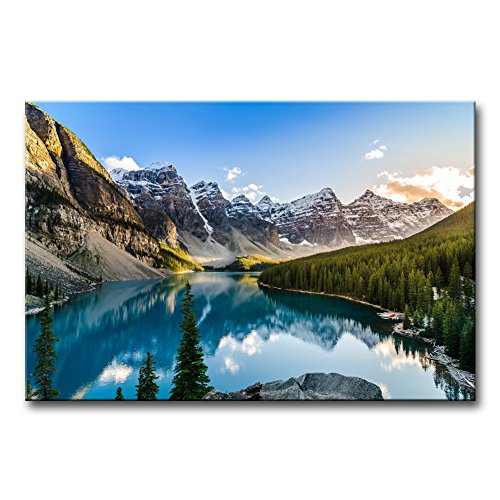 Colorado Wall Art Snow Mountain And Moraine Lake National Park Landscape Modern Artwork Painting Print On Canvas Framed Picture