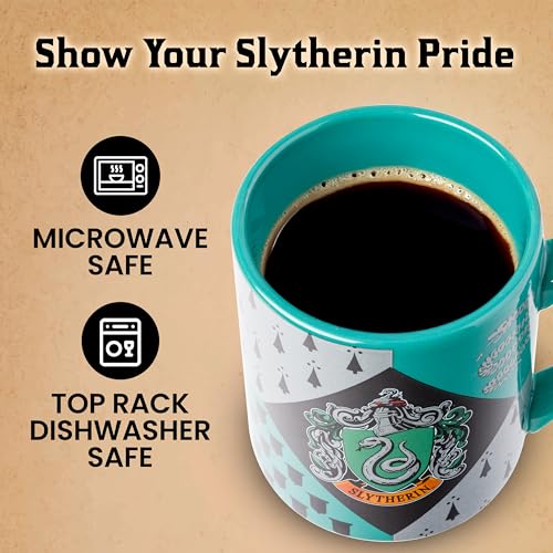 Silver Buffalo Harry Potter Slytherin House Crest Ceramic Mug  14 Ounces