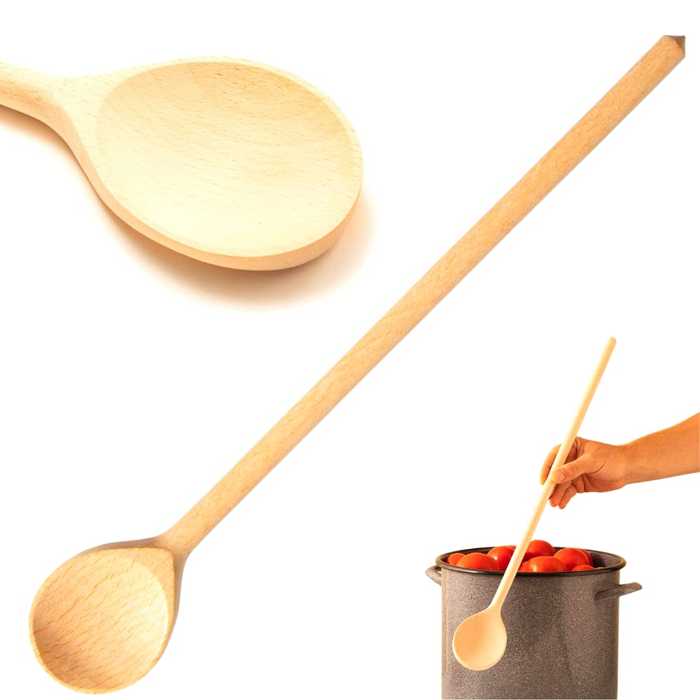 Mr.Woodware Wooden Kitchen Utensils- 24 Inch Long Handle Beech Wood Wok Spatula And Cooking Spoon - 2 In 1 Wooden Cooking Utensi