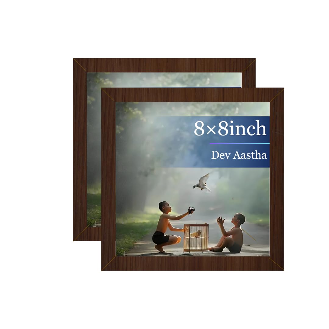 Dev Aastha Brown 8X8 Inch Square Photo Frame For Wall Dcor | Stylish Plexi Glass Frame For Home & Office | Perfect For Memories 