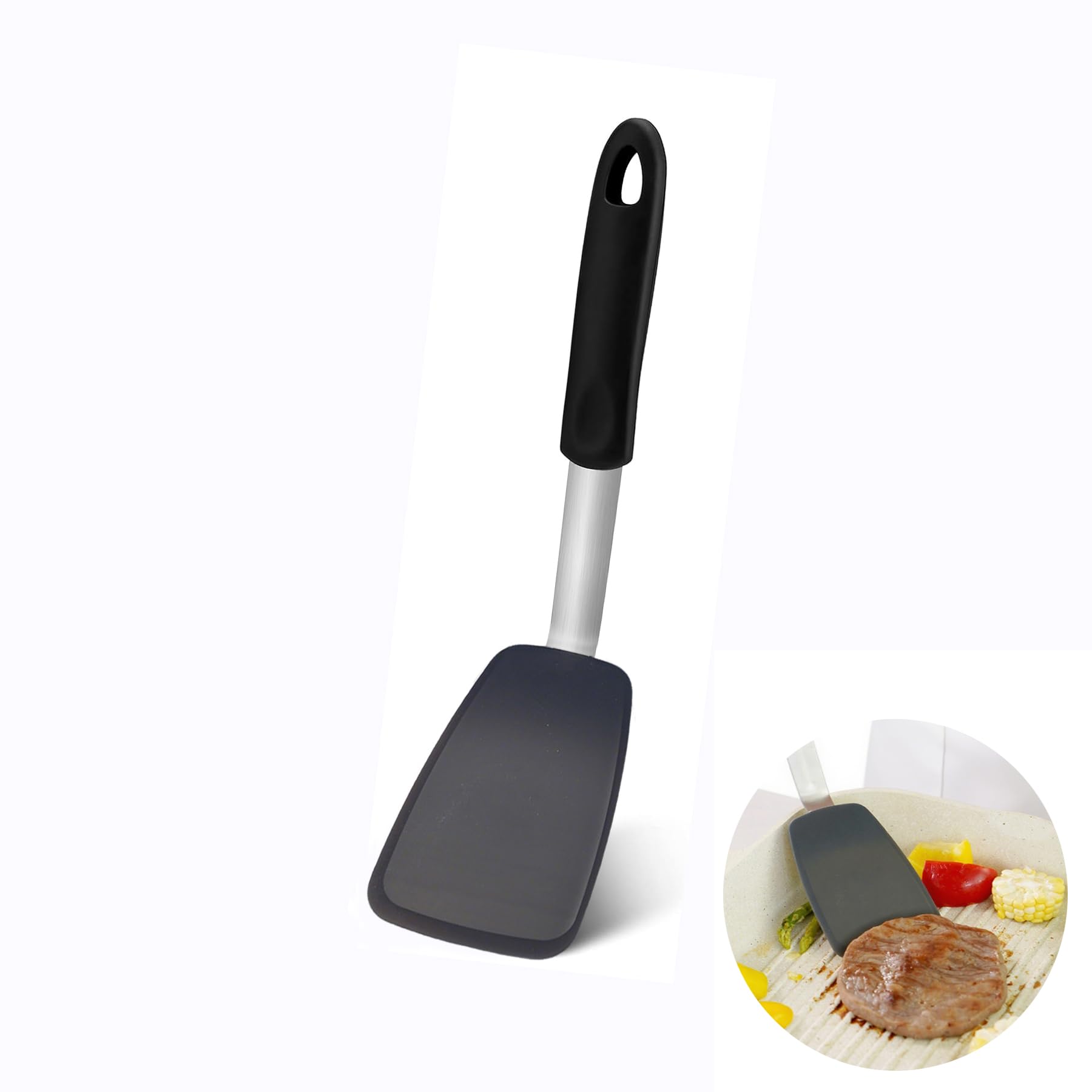 Small Silicone Spatula Turner, Heat Resistant Kitchen Tool