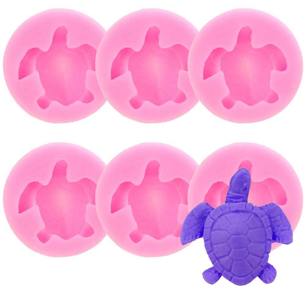 Fafahouse 6 Pack Sea Turtle Silicone Mold, Turtle Candy Fondant Mold, Tortoise Chocolate Making Mold For Desserts Diy Baking Cak