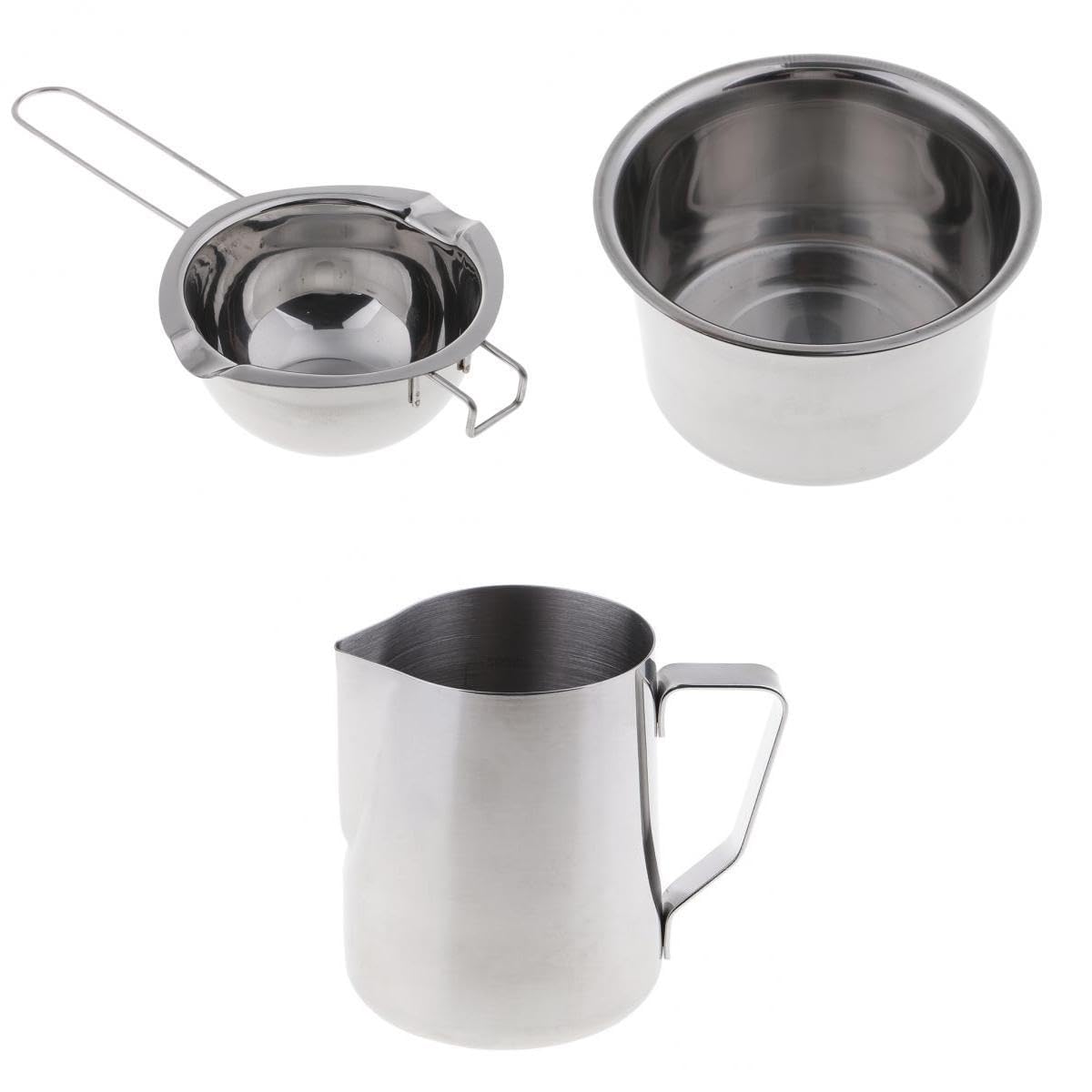 Merishopp 3 Pieces/Set Stainless Steel Wax Melting Pot Double Boiler For Candle Making