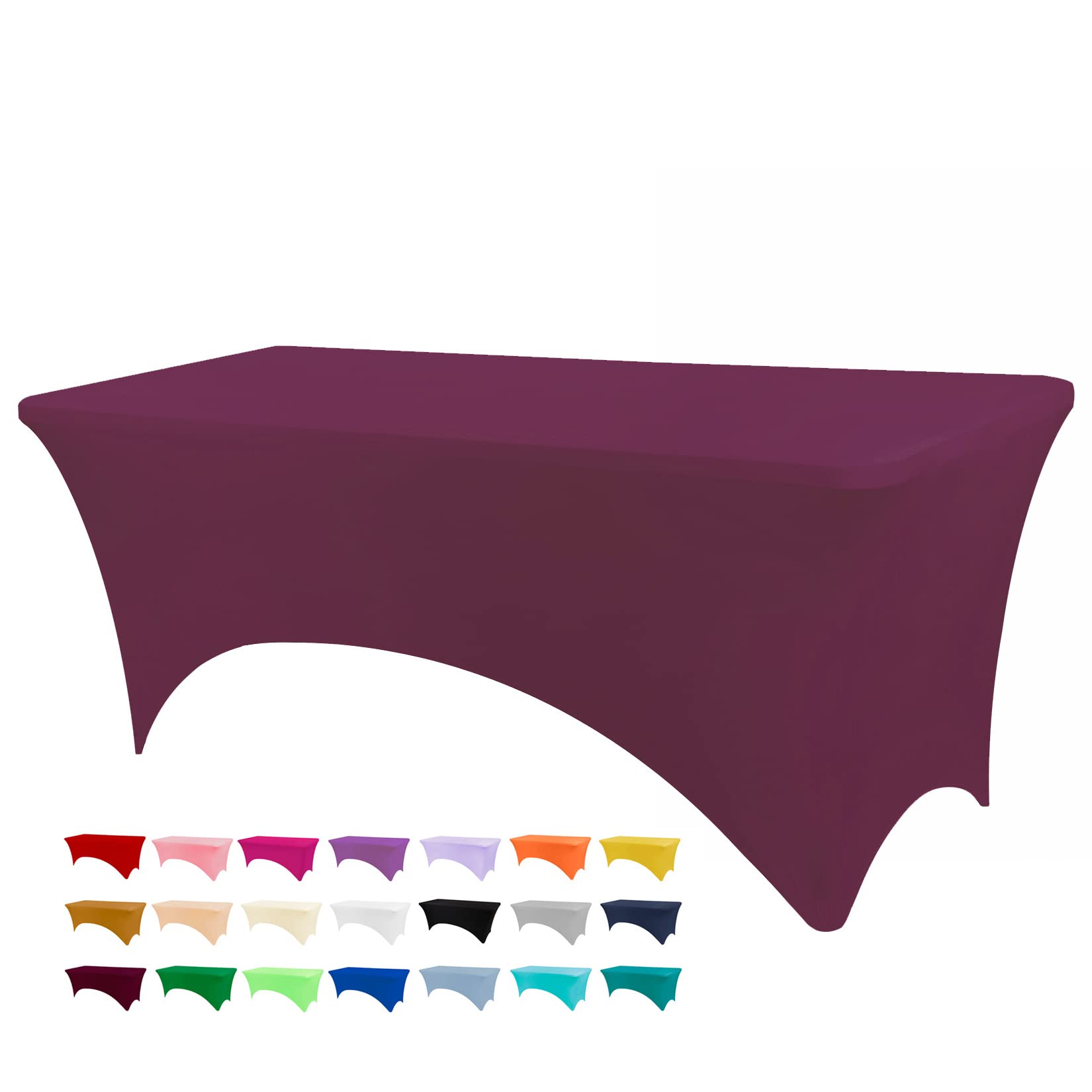 Bddc Table Covers For 6 Foot Tables, Spandex Table Covers 6Ft, Burgundy Table Cloths Rectangle 6Ft For Events, Wedding, Banquets