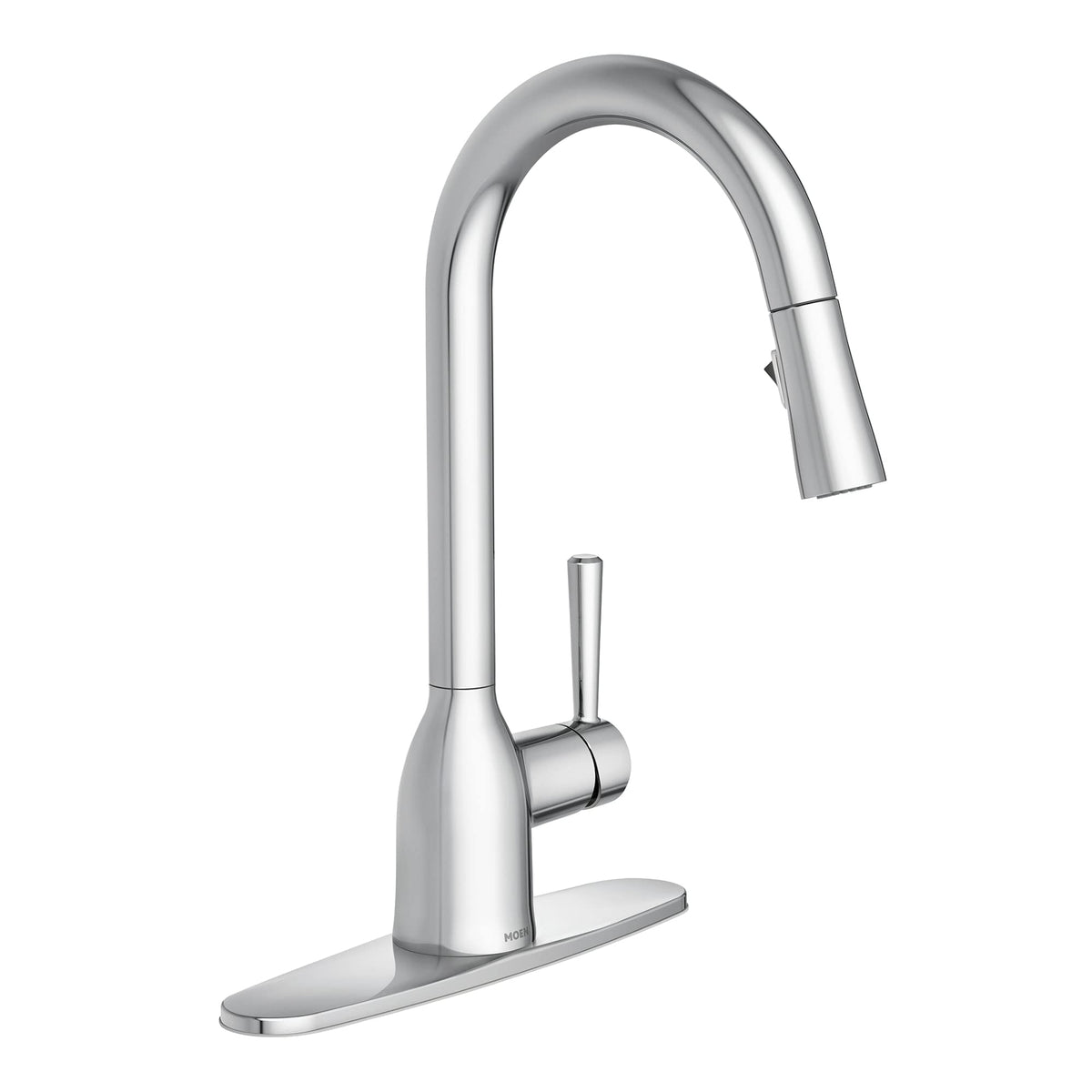 Moen Adler Chrome One-Handle High Arc Kitchen Sink Faucet With Power Clean, Modern Kitchen Faucet With Pull Down Sprayer, 87233