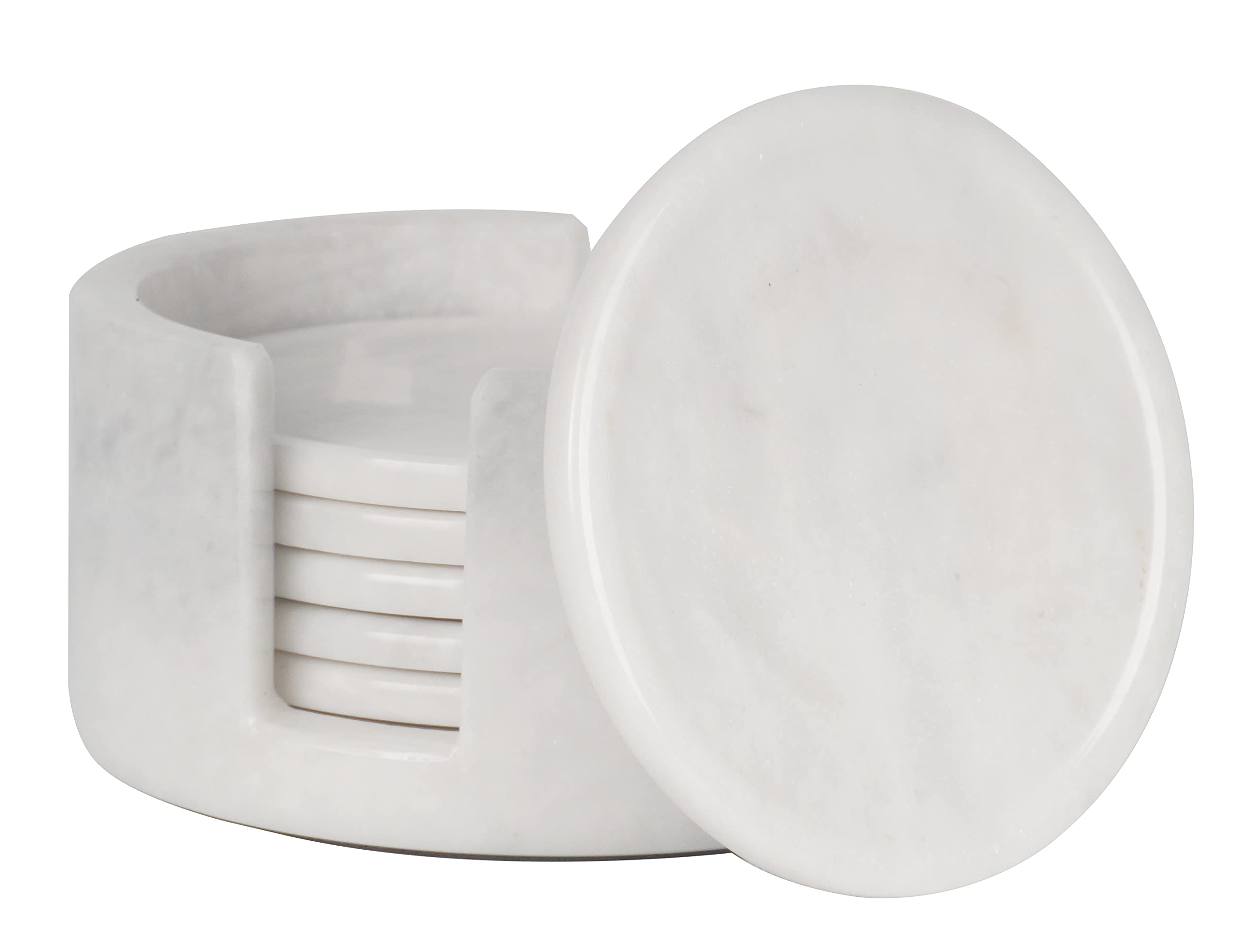 Radicaln Marble Coaster Set 3.5 Inches White Round Handmade Coasters For Table D  Cor Home D  Cor With Car Cup Coasters Set Of