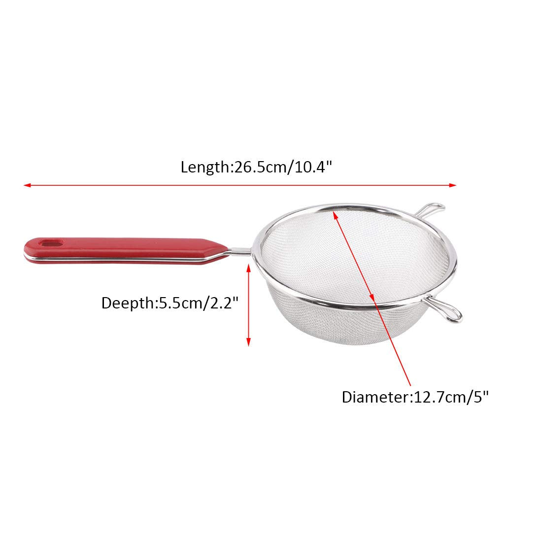 Uxcell Stainless Steel Mesh Strainer 5 Inch Diameter Skimmer With Comfortable Non Slip Handles For Kitchen Utensil Food Strainer