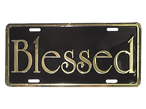 Swanson Christian Supply Auto Tag-Deluxe-Blessed-Gold/Black