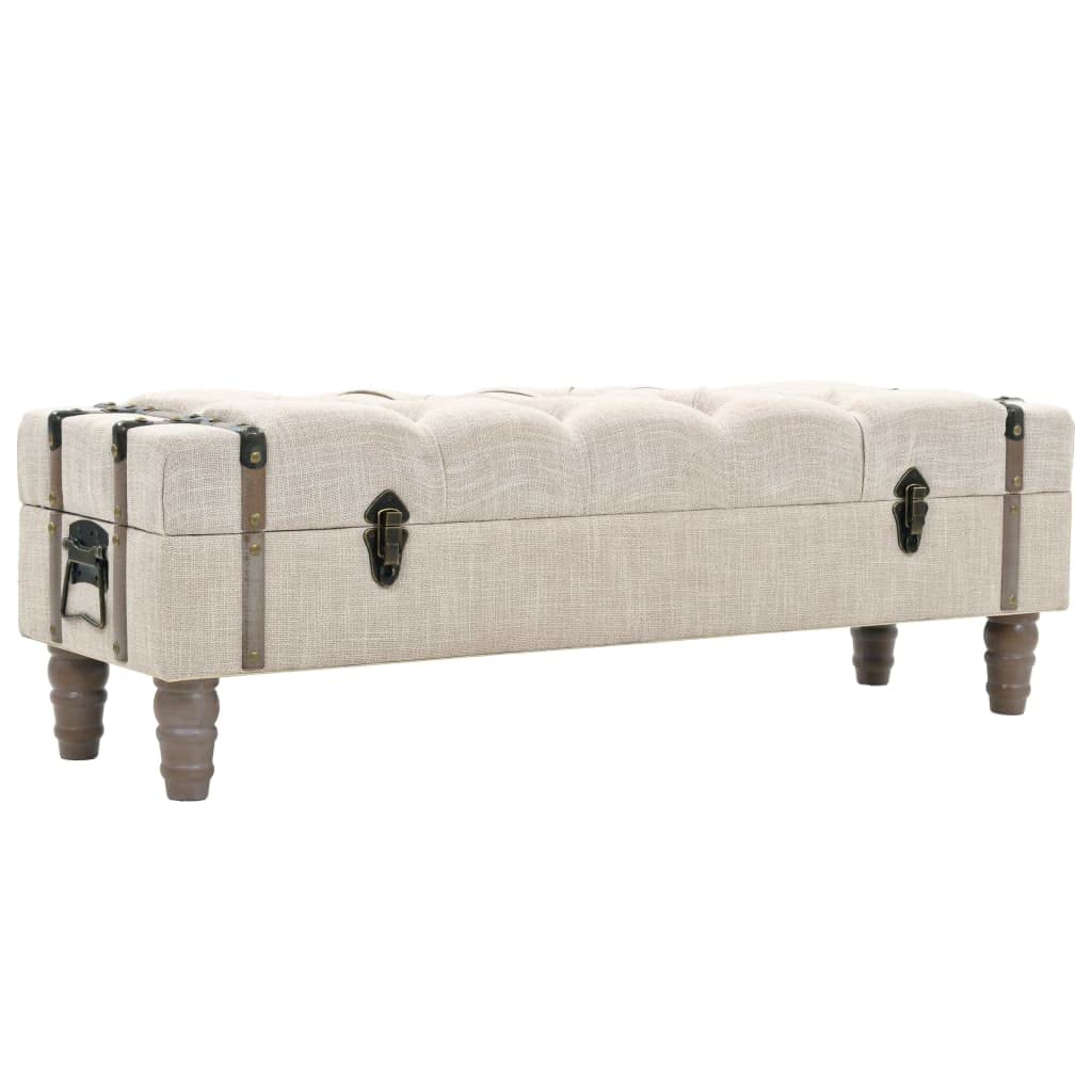 FUDUGEHMIOFWFJJ Ottoman,Ottoman with Storage,Bedroom Bench,Storage Bench 43.7 Cream Solid Wood Fir&Fabricottomans,Ottoman Bed,Bench for Bedroom,Bench with Storage,-Used Condition