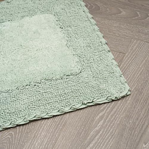 Laura Ashley Ruffle Border 100% Cotton Bath Rug, Green, 20''X 34''