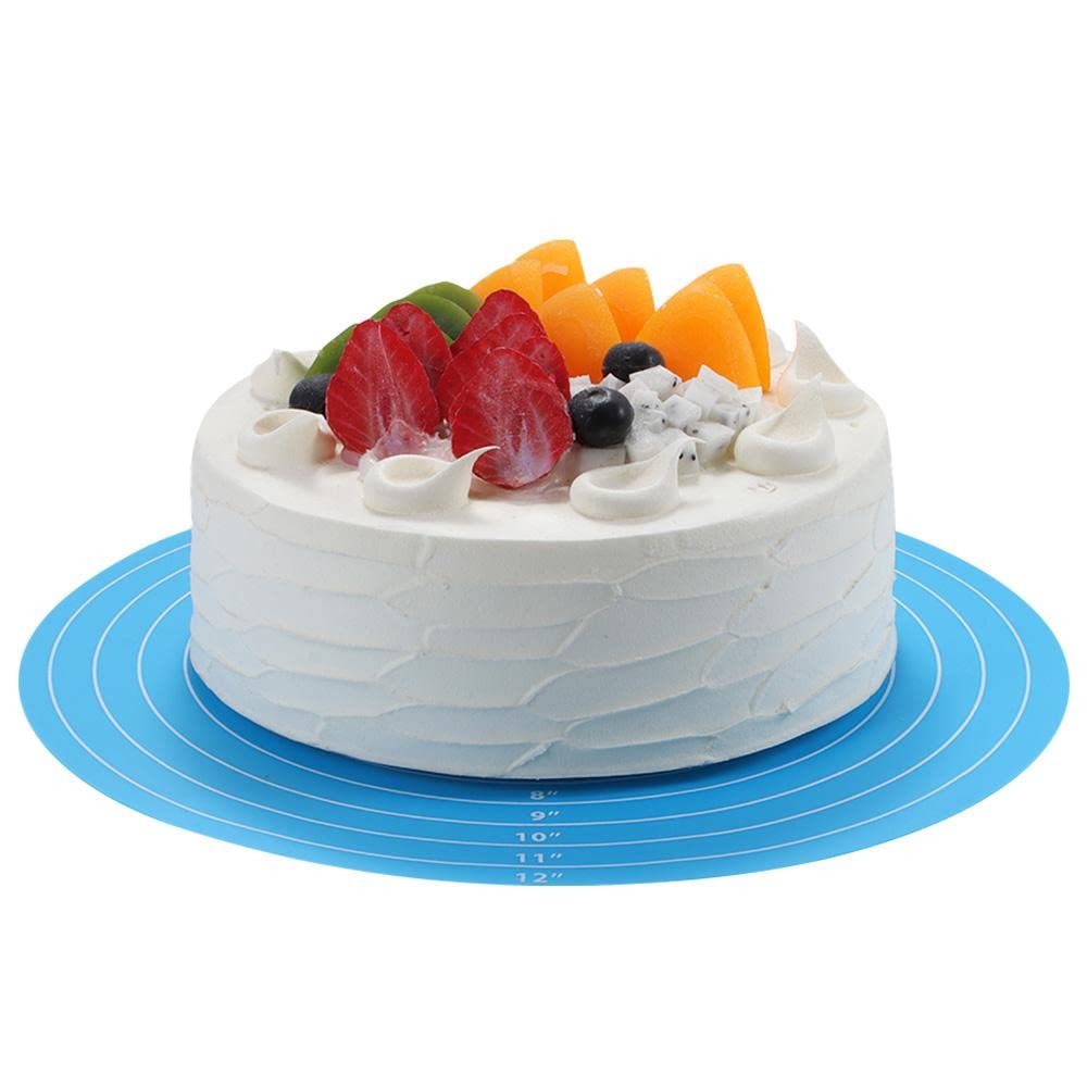 Silicone Baking Mat, With Measurements 12Inch Cake Turntable Pad For Cake With Size Scale Non-Stick High Temperature Resistant B