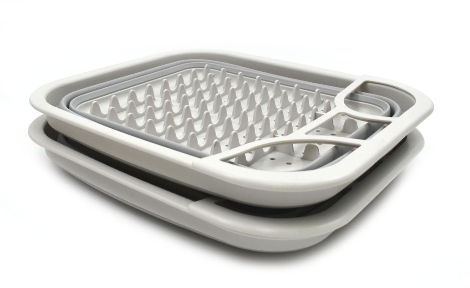 Sammart Set Of 2 Collapsible Dish Drainer With Drainer Board - Foldable Drying Rack Set - Portable Dinnerware Organizer - Space