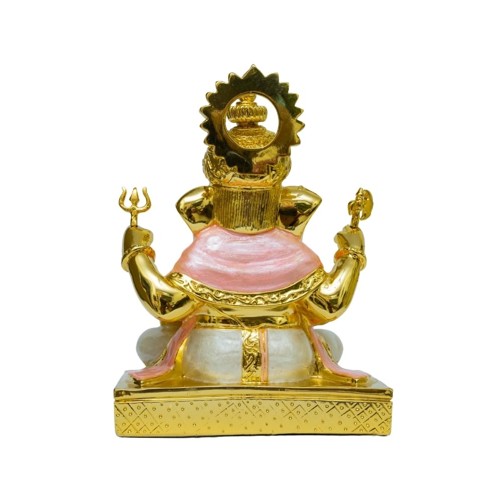 Aarya24Kt Dagdushet Pearl White Ganesha Gold-Plated Ganesh Ganpati Idol Statue For Home Decor, Office Desk & Pooja Room | Large