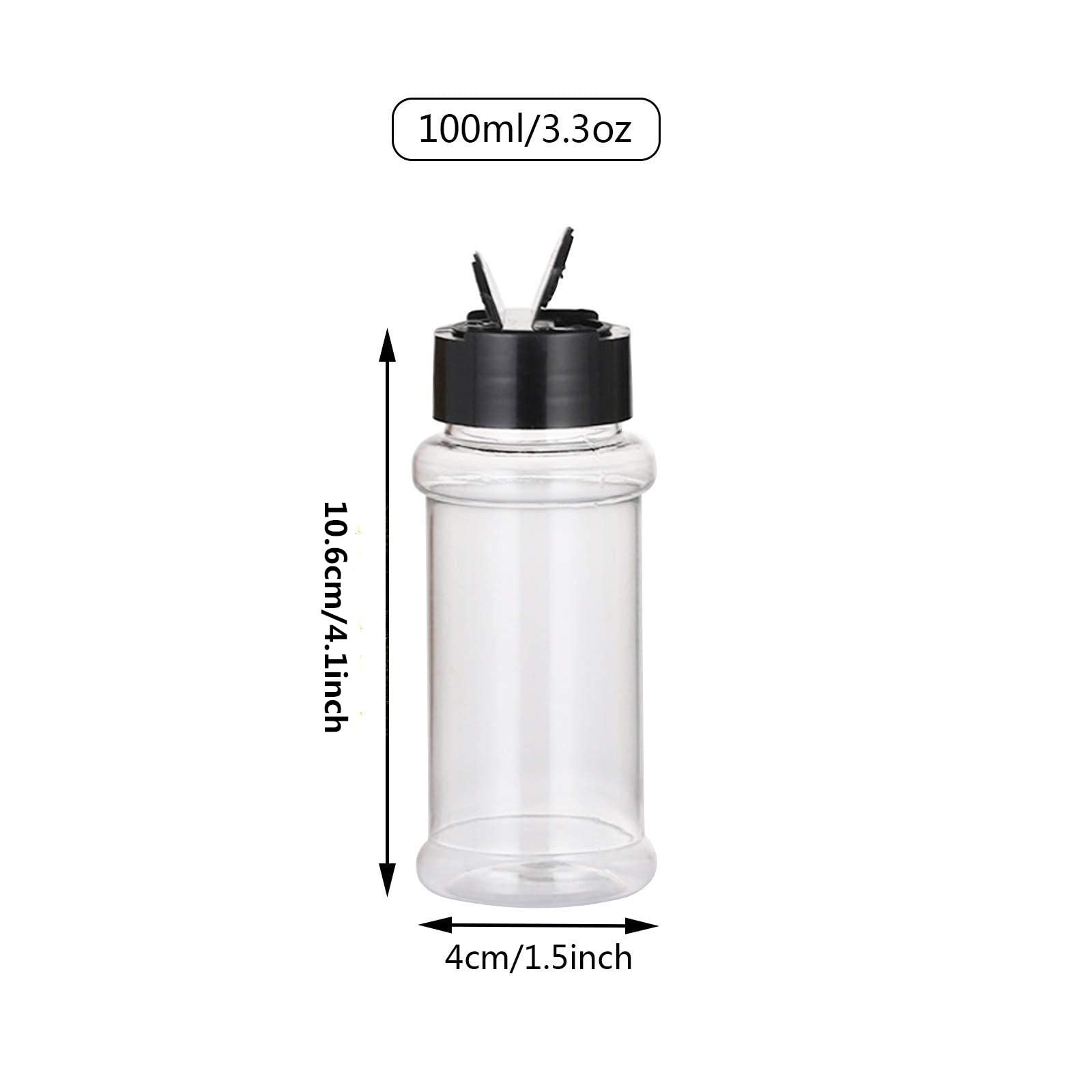 Feoowv 12 Pack - 3.3 Oz Plastic Spice Jars Bottles Containers With Black Screw Lids To Pour Or Shake - Perfect For Storing Spice