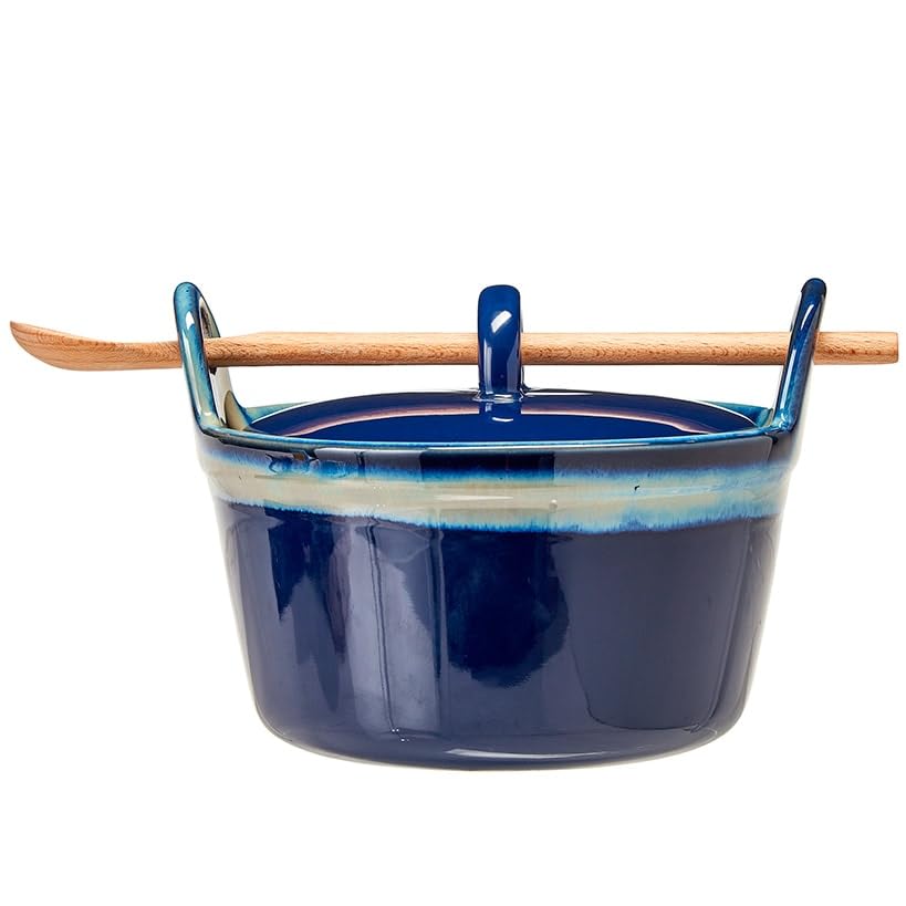 Casserole with Wooden Spoon - Blue