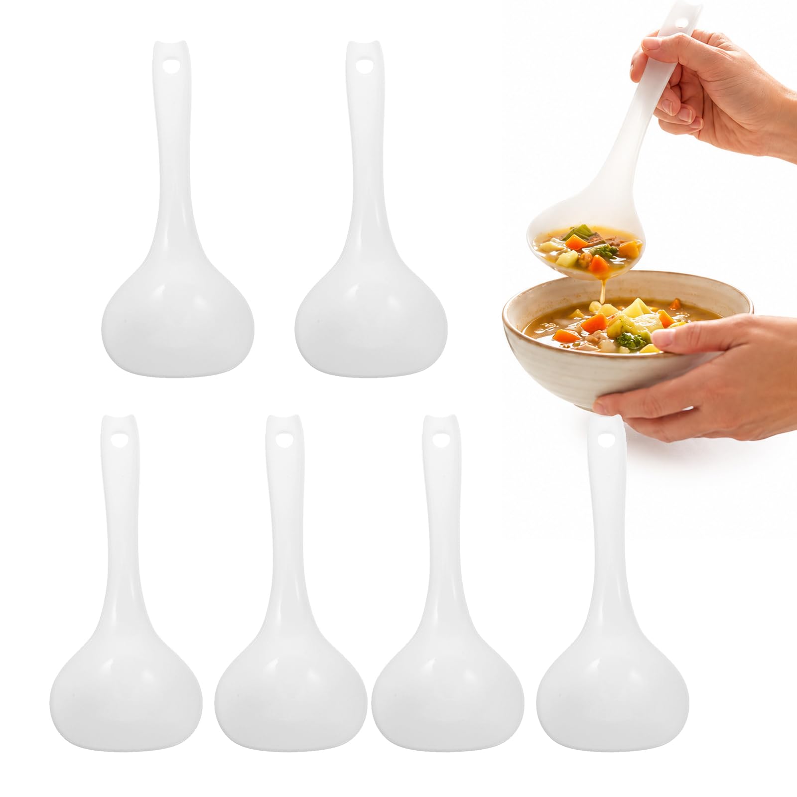 VOSAREA 6pcs Spoons Asian Soup Spoon Large Serving Spoon Long Handle Porridge Spoon Kitchen Ladle Large Stirring Spoon Multipurp
