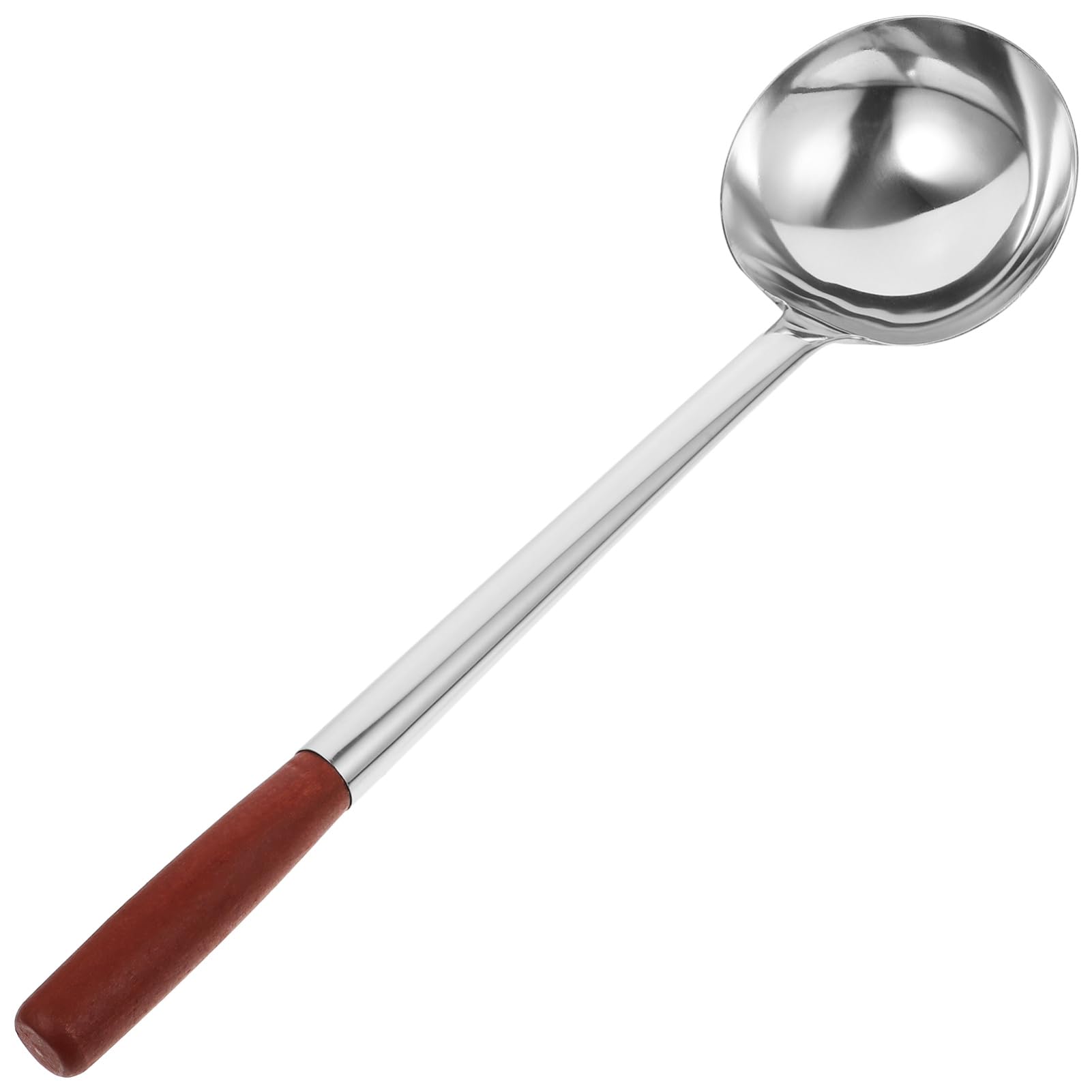 MAGICLULU Stainless Steel StirFrying Spoon with Long Wooden Handle Ideal Wok Ladle for Cooking Serving and Kitchen Use 19.85 In