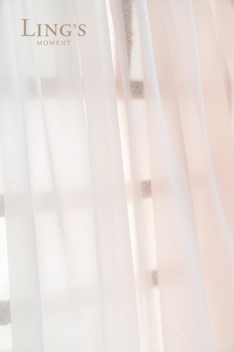 Ling'S Moment Sheer Chiffon Like Blush Tablecloth & Table Runner Set For 3X4Ft Rectangle Table Decor Table Cloth In Blush & Whit